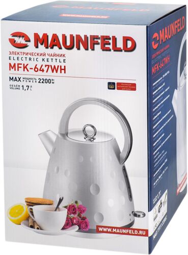 Чайник Maunfeld MFK-647WH белый с хромированными элементами